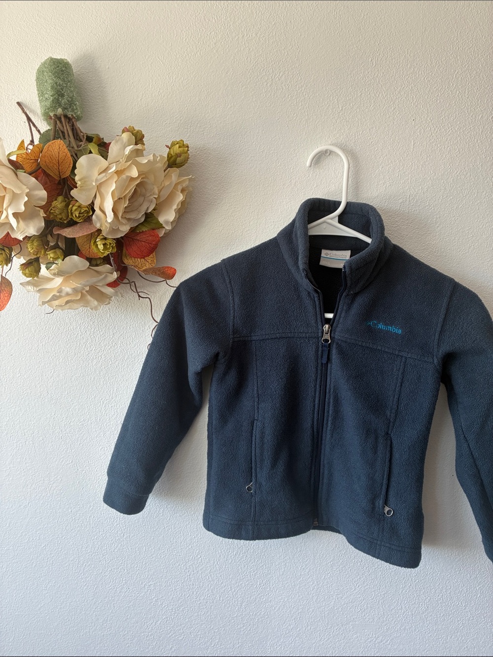 Columbia Kids Navy Full-Zip Fleece Jacket with Teal Logo